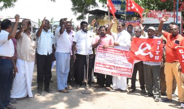 போக்குவரத்து பணிமனை முன்பு சிஐடியு சார்பில் கண்டன ஆர்ப்பாட்டம்!