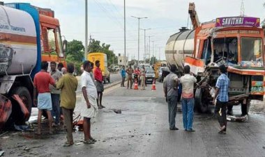 தண்ணீர் லாரிகள் நேருக்கு நேர் மோதல்: தூத்துக்குடியில் போக்குவரத்து பாதிப்பு!