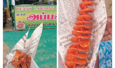 தூத்துக்குடியில் தனியார் பொருட்காட்சியில் நியூஸ் பேப்பரில் உணவு பொருட்கள்  விற்பனை!!