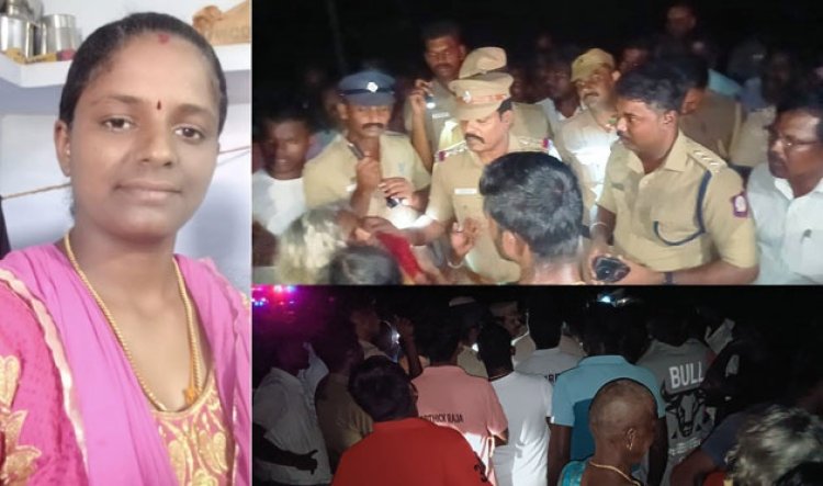 கயத்தார் அருகே டிப்பர் லாரி மோதி பெண் பலி, குழந்தை காயம் : பொதுமக்கள் சாலை மறியல்!!