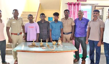 தூத்துக்குடியில் கோவிலில் பூட்டை உடைத்து திருடிய 3பேர் கைது - பூஜை பொருட்கள் மீட்பு..!