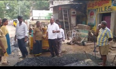 போல்டன்புரம் பொதுமக்கள் புகார் கழிவுநீர் கால்வாய் அடைப்பு உடனடியாக சரி செய்யப்பட்டது மேயர் ஜெகன் பொியசாமி ஆய்வு