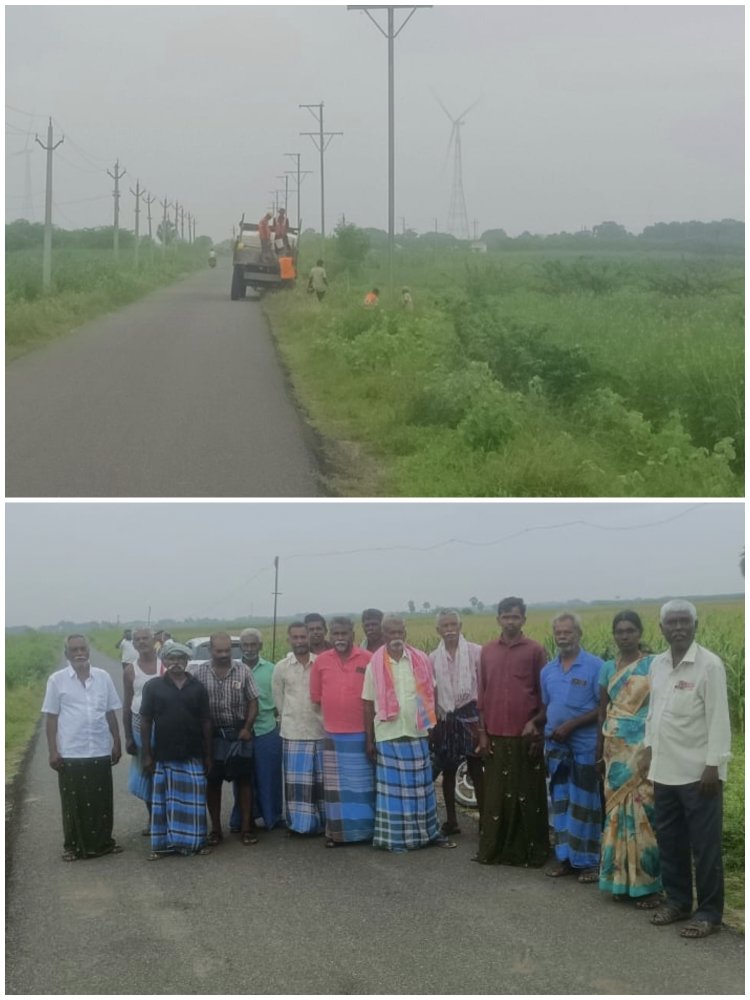 விளாத்திகுளம் பகுதியில் தனியார் காற்றாலை நிர்வாகத்தின் அராஜகம்: விவசாயிகள் சங்கத்தினர் கடும் எதிர்ப்பு..!