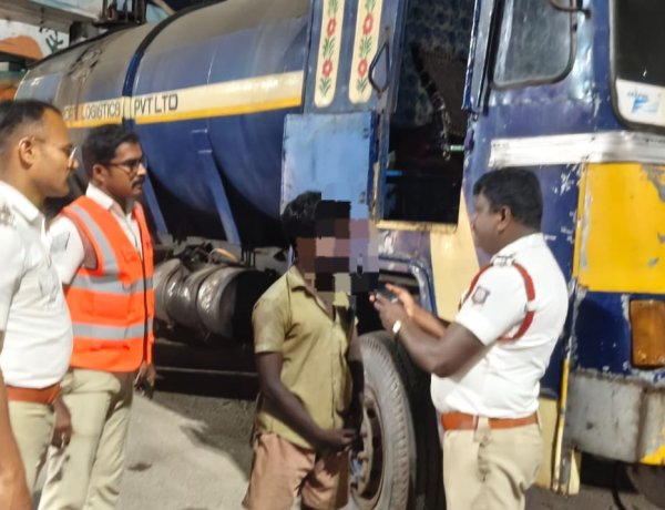 தூத்துக்குடியில் குடிபோதையில் கனரக டேங்கர் ஓட்டியவர் சிக்கினார்: வாகனம் பறிமுதல் – உரிமம் ரத்து நடவடிக்கை