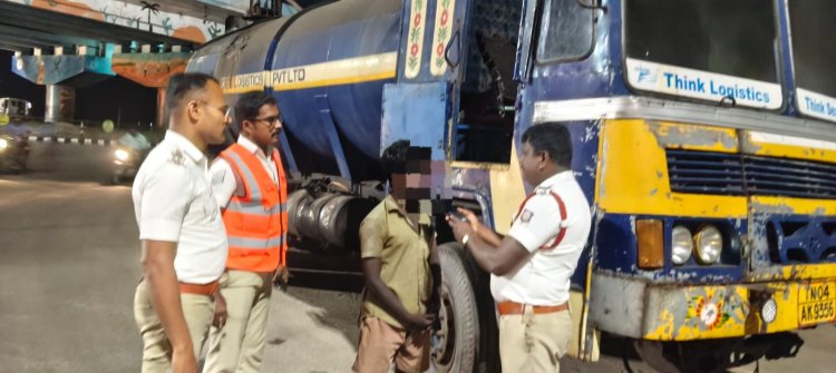 தூத்துக்குடியில் குடிபோதையில் கனரக டேங்கர் ஓட்டியவர் சிக்கினார்: வாகனம் பறிமுதல் – உரிமம் ரத்து நடவடிக்கை