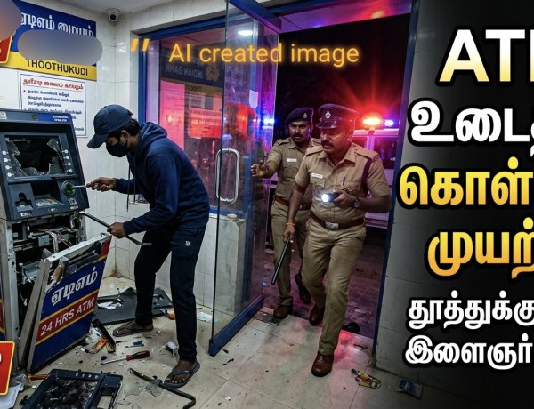 தூத்துக்குடியில் ATM உடைத்து கொள்ளை முயற்சி – இளைஞர் கைது, 15 லட்சம் பணம் பாதுகாப்பில்