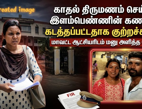 திருமணம் முடிந்து இரண்டு மாதத்தில் கணவனை கடத்திச் சென்ற குடும்பத்தினர் : ஆட்சியர் அலுவலகத்தில் காதல் மனைவி கண்ணீர் பேட்டி.