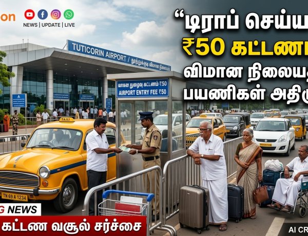 தூத்துக்குடி ஏர்போர்ட்டில் ‘டிராப்’ செய்ய கூட கட்டணமா?..தனியார் டாக்சிகளிடம் ₹50 வசூல்… கனிமொழி எம்பியிடம் இந்திய விமானப் பயணிகள் சங்கம் அதிரடி புகார்!