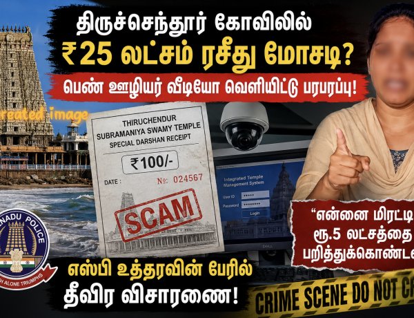 திருச்செந்தூர் முருகன் கோவிலில் ₹25 லட்சம் ரசீது மோசடி? பெண் ஊழியர் வீடியோ வெளியிட்டு பரபரப்பு!