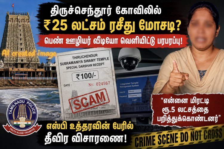 திருச்செந்தூர் முருகன் கோவிலில் ₹25 லட்சம் ரசீது மோசடி? பெண் ஊழியர் வீடியோ வெளியிட்டு பரபரப்பு!