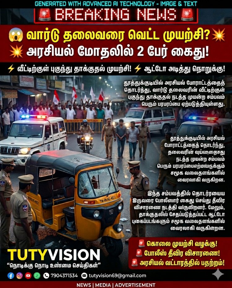 தூத்துக்குடியில் காங்கிரஸ் வார்டு தலைவரை வெட்ட முயற்சி!   அனிதா ராதாகிருஷ்ணன் ஆதரவாளர்கள் 2 பேர் கைது!