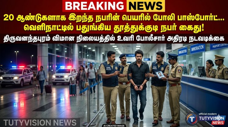 20 ஆண்டுகளாக இறந்த நபரின் பெயரில் போலி பாஸ்போர்ட்... வெளிநாட்டில் பதுங்கிய தூத்துக்குடி நபர் விமான நிலையத்தில் கைது!