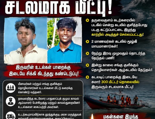 சோகம்! தருவைகுளம் கடலில் மாயமான 2 மாணவர்கள் சடலமாக மீட்பு – கிராமமே கண்ணீரில்!