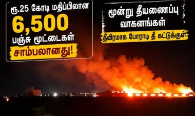 தூத்துக்குடியில் பயங்கர தீ விபத்து! ரூ.25 கோடி மதிப்பிலான 6,500 பஞ்சு மூட்டைகள் சாம்பல்