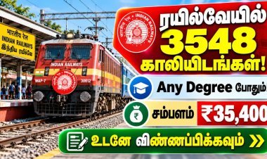 ரயில்வேயில் 3548 காலியிடங்கள்! Any Degree போதும் – ₹35,400 சம்பளம் | Ticket Supervisor, Goods Train Manager, Clerk, Typist