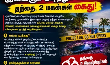 குலசை கடற்கரை பூங்காவில் இளைஞர் அடித்துக் கொலை! தந்தை, 2 இளஞ்சிறார்கள் கைது!